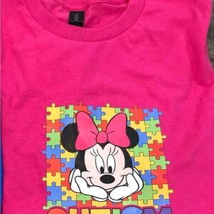 Disney Pink Minnie Mouse Puzzle Design Shirt